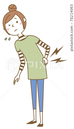 Young woman mom with a backache Young woman mom with a backache 78214063