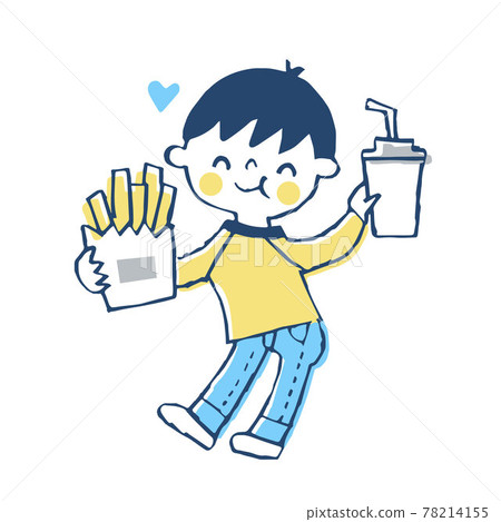 男孩吃快餐 78214155