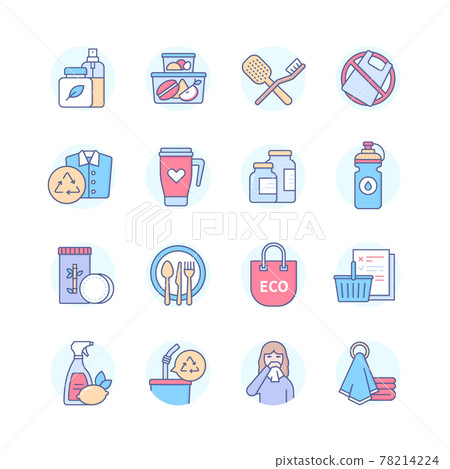 Zero waste - modern line design style icons set 78214224