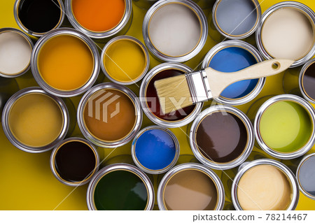 Rainbow colors, Paint can with a paintbrush Rainbow colors, Paint can with a paintbrush 78214467