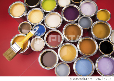Paintbrush on cans with color 78214708