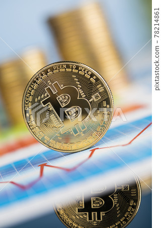 Gold Bitcoin on the background of the chart 78214861