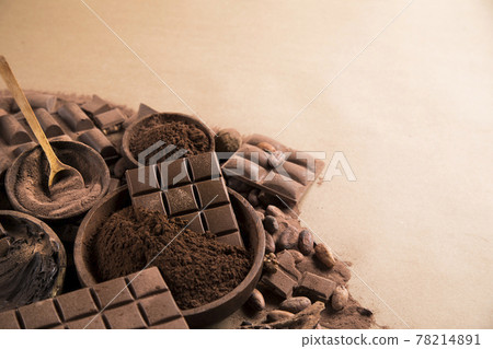 Assorted chocolate bar, candy sweet, cocoa pod 78214891