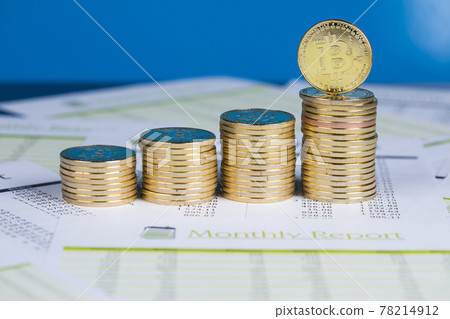 Virtual cryptocurrency concept, Bitcoin gold coin Virtual cryptocurrency concept, Bitcoin gold coin 78214912