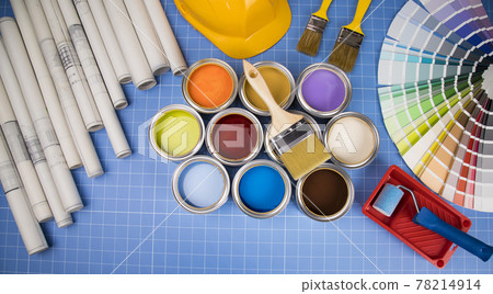 Paint cans color palette and Rainbow colors Paint cans color palette and Rainbow colors 78214914