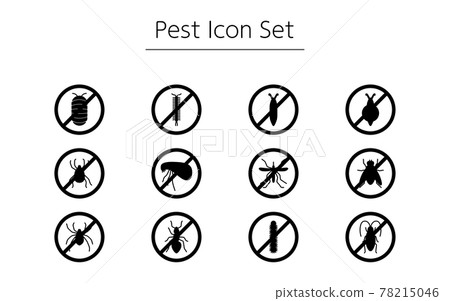 Simple pest control icon set, cockroaches, mites, mosquitoes, flies, spiders, etc. Simple pest control icon set, cockroaches, mites, mosquitoes, flies, spiders, etc. 78215046