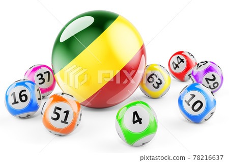 Lotto balls with Congolese flag. Lottery in Congo concept, 3D rendering 78216637