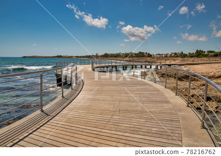 Ayia Napa beach promenade seafront, Cyprus. 78216762
