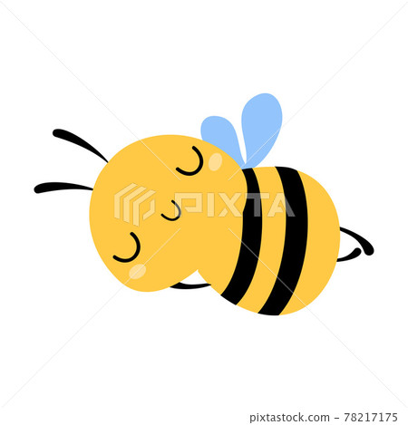 Cute Sleeping Honey Bee, Lovely Flying Insect Character Cartoon Vector Illustration 78217175