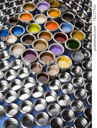 Background from multi color cans of paint Background from multi color cans of paint 78217503