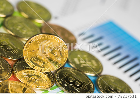 Bitcoins and new virtual money concept, financial chart 78217531