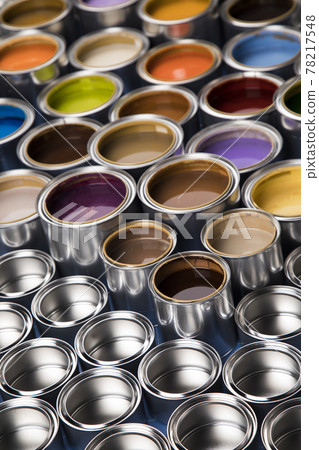 Background from multi color cans of paint 78217548