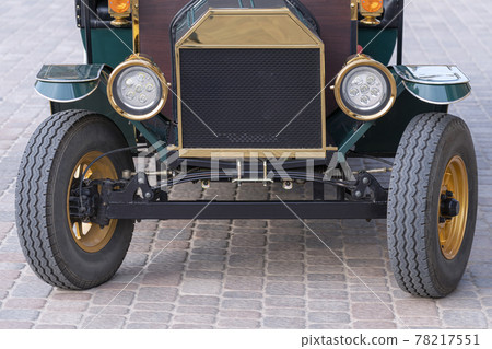 turquoise retro vintage car close-up. front view 78217551