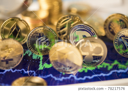 Bitcoin, litecoin, etherium coins close up, Virtual money background Bitcoin, litecoin, etherium coins close up, Virtual money background 78217576