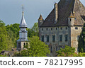 the castle of Yvoire is built on a point overlooking Lake Geneva, France	 78217995