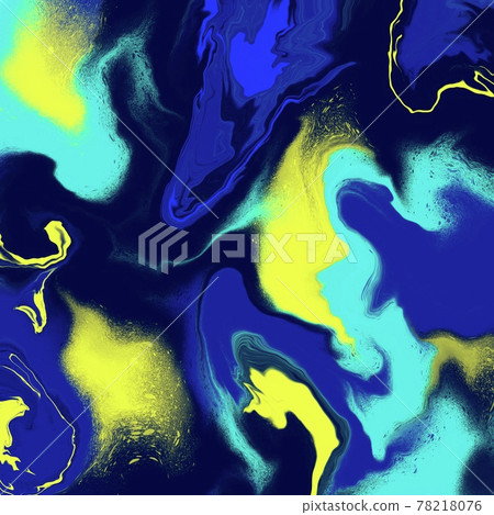 Glowing liquid dynamic flow. Trendy fluid cover design. Illustration for your design. Liquid marble design abstract painting background 78218076