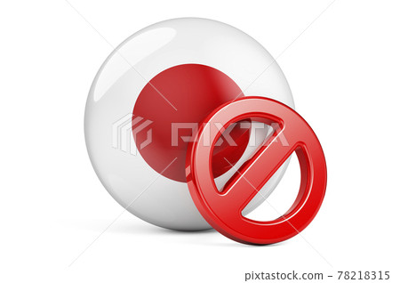 Forbidden symbol with Japanese flag. Prohibition in Japan concept, 3D rendering Forbidden symbol with Japanese flag. Prohibition in Japan concept, 3D rendering 78218315