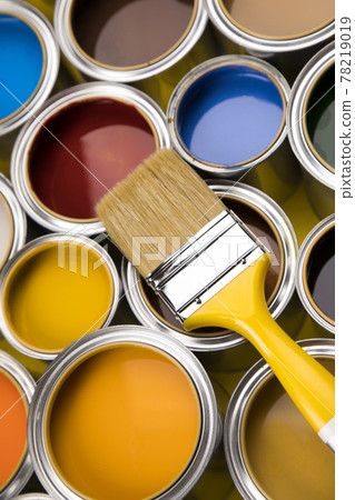 Rainbow colors, Paint can with a paintbrush Rainbow colors, Paint can with a paintbrush 78219019
