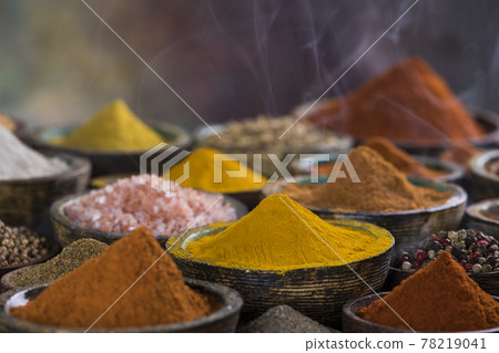 Aromatic spices on wooden background Aromatic spices on wooden background 78219041