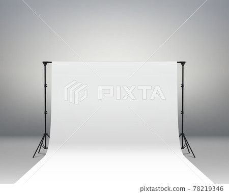 Professional photo studio interior. Photography tripods and racks and paper roll Professional photo studio interior. Photography tripods and racks and paper roll 78219346