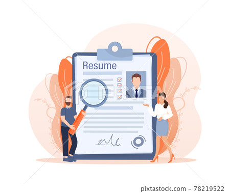 Resume people in flat style. People are lokking for new hires. Laptop screen. Vector illustration. Resume people in flat style. People are lokking for new hires. Laptop screen. Vector illustration. 78219522