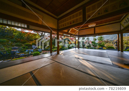 從魚山大原寺和直光院的秋葉眺望西面閃耀的庭園 78219809
