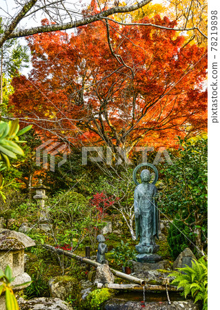Uoyama Oharaji Temple in autumn colors, Jikko-in Temple Kannon Bodhisattva statue and child statue Uoyama Oharaji Temple in autumn colors, Jikko-in Temple Kannon Bodhisattva statue and child statue 78219898