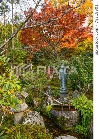 Uoyama Oharaji Temple in autumn colors, Jikko-in Temple Kannon Bodhisattva statue and child statue Uoyama Oharaji Temple in autumn colors, Jikko-in Temple Kannon Bodhisattva statue and child statue 78219901