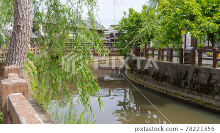 Japanese tourist attraction. Sawara, Katori City, Chiba Prefecture. Landscape of willow trees and waterways. Japanese tourist attraction. Sawara, Katori City, Chiba Prefecture. Landscape of willow trees and waterways. 78221356