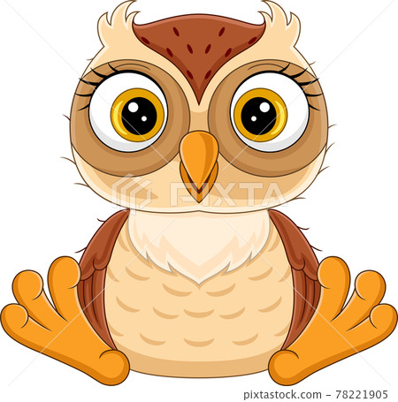 Cute little owl cartoon sitting 78221905