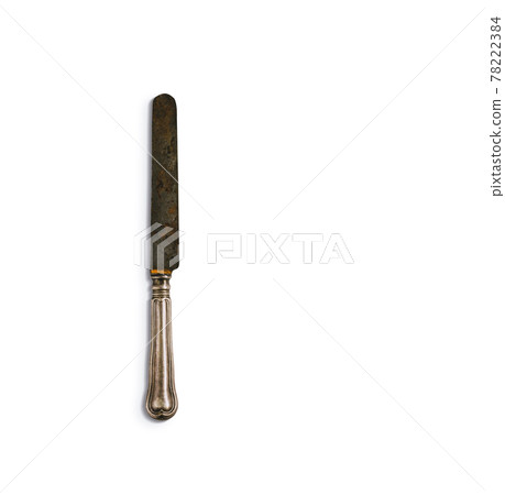 Top up view vintage knife isolated on white background. fix with your project element. 78222384
