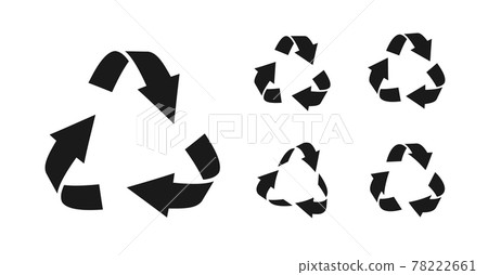 Black triangular recycle eco arrow icon set vector 78222661