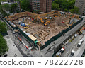 Excavators digging on skyscraper construction site with foundation pit 78222728