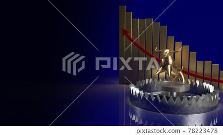 gold bull in trap and chart arrow up for business concept 3d rendering 78223478