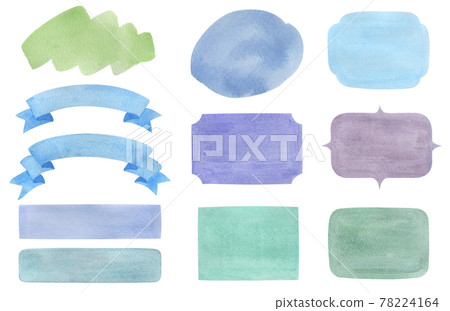 Watercolor frame background illustration set cold colors 78224164