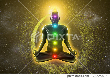 Yoga_Meditation_Zazen_009 覺醒啟蒙脈輪光背景宇宙 78225806