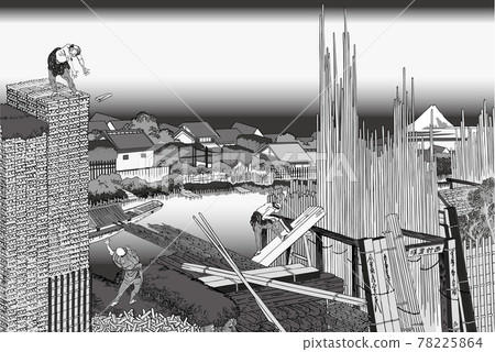 Katsushika Hokusai Image Headquarters Tatekawa Black and White 78225864