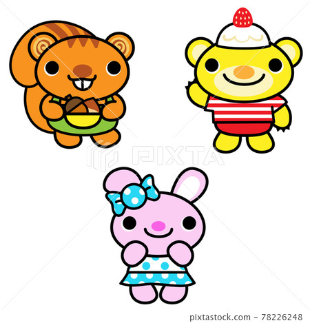 動物糖果松鼠熊兔插畫素材 78226248