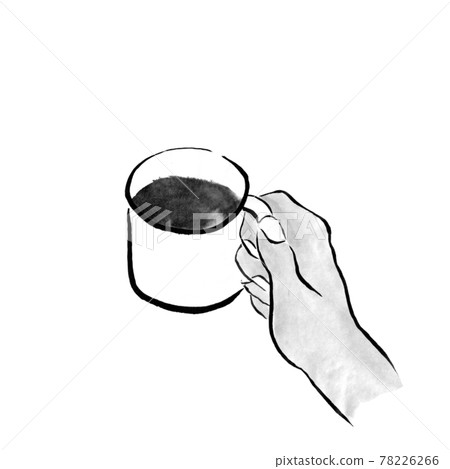 Hands to drink coffee (person drawn in ink) 78226266