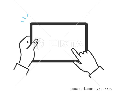 Image illustration material of the hand operating the touch panel 78226320