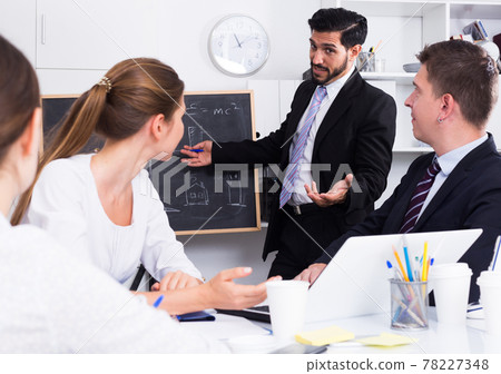 Businessman presenting strategy to partners Businessman presenting strategy to partners 78227348