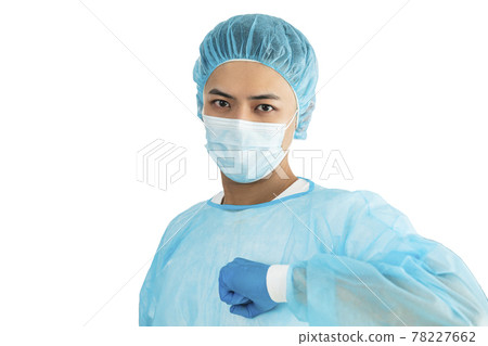 Doctor Wearing Medical Mask and Gloves Isolated 78227662