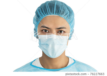 closeup Doctor Wearing Medical Mask  Isolated 78227663
