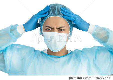 Doctor Wearing Medical Mask and Gloves Isolated Doctor Wearing Medical Mask and Gloves Isolated 78227665