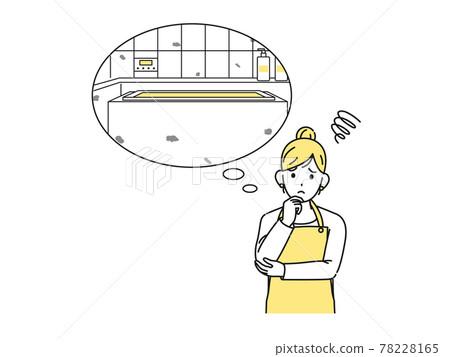 Housewife worried about mold in the bath, female bathtub, bathroom illustration material 78228165