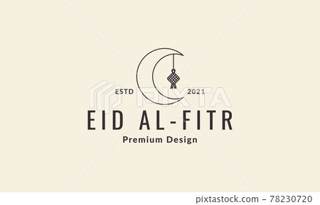 Ketupat Eid with crescent line logo symbol vector icon illustration graphic design 78230720