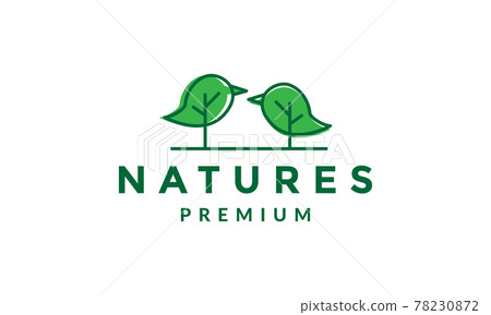 abstract green trees with little bird logo symbol vector icon illustration graphic design 78230872