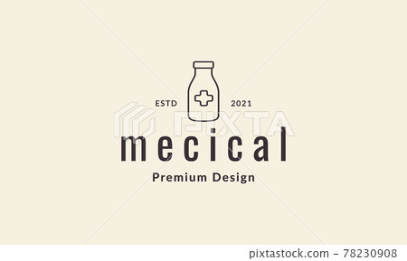 bottle with medical cross label logo symbol vector icon illustration graphic design 78230908
