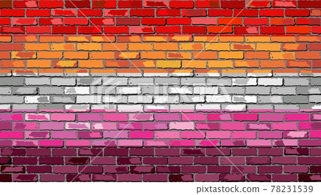 Lesbian pride flag on a brick wall 78231539