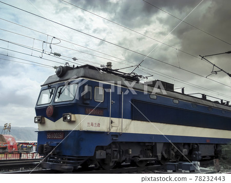 Locomotive in Ningxia, China, which runs in Zhongwei, Shapotou, Ningxia, China 78232443